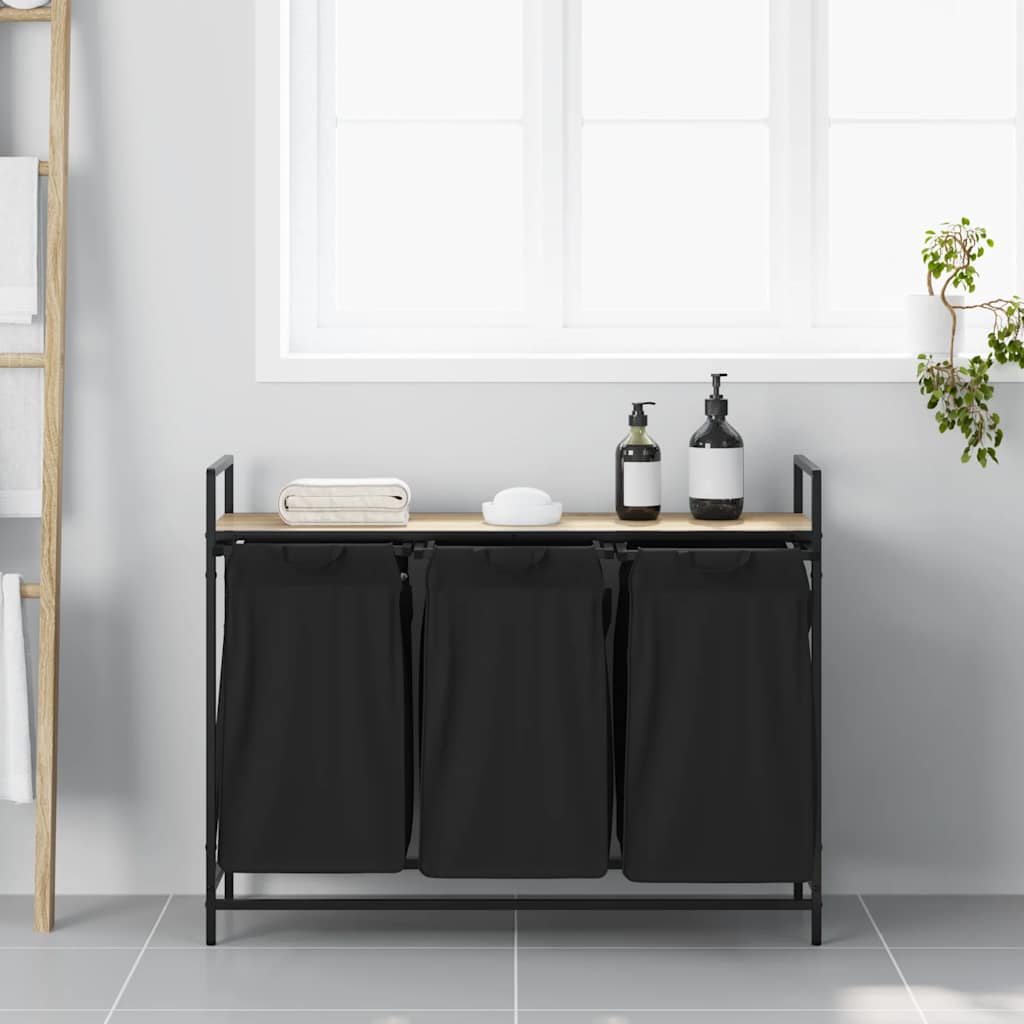 Wasmand 3 vakken met plank sonoma eikenkleurig