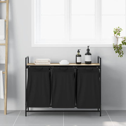 Wasmand 3 vakken met plank sonoma eikenkleurig
