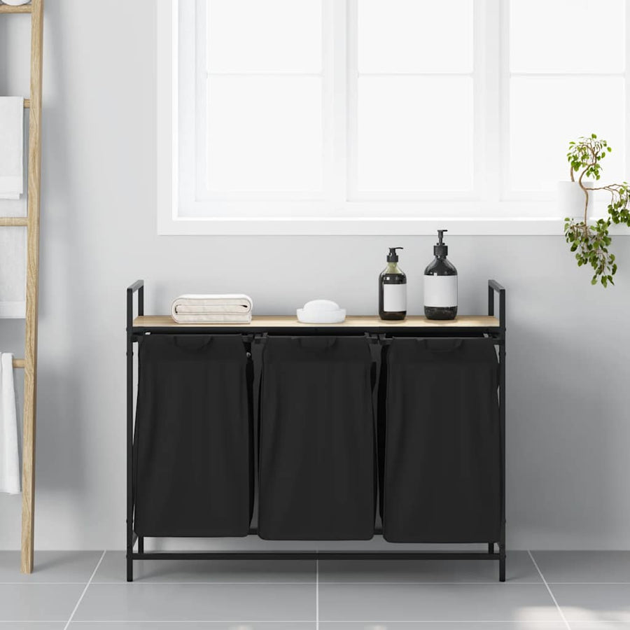Wasmand 3 vakken met plank sonoma eikenkleurig
