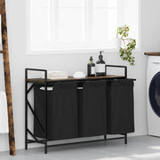 Wasmand 3 vakken gerookt eiken plank