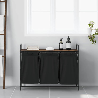Wasmand 3 vakken met plank bruin eikenkleurig