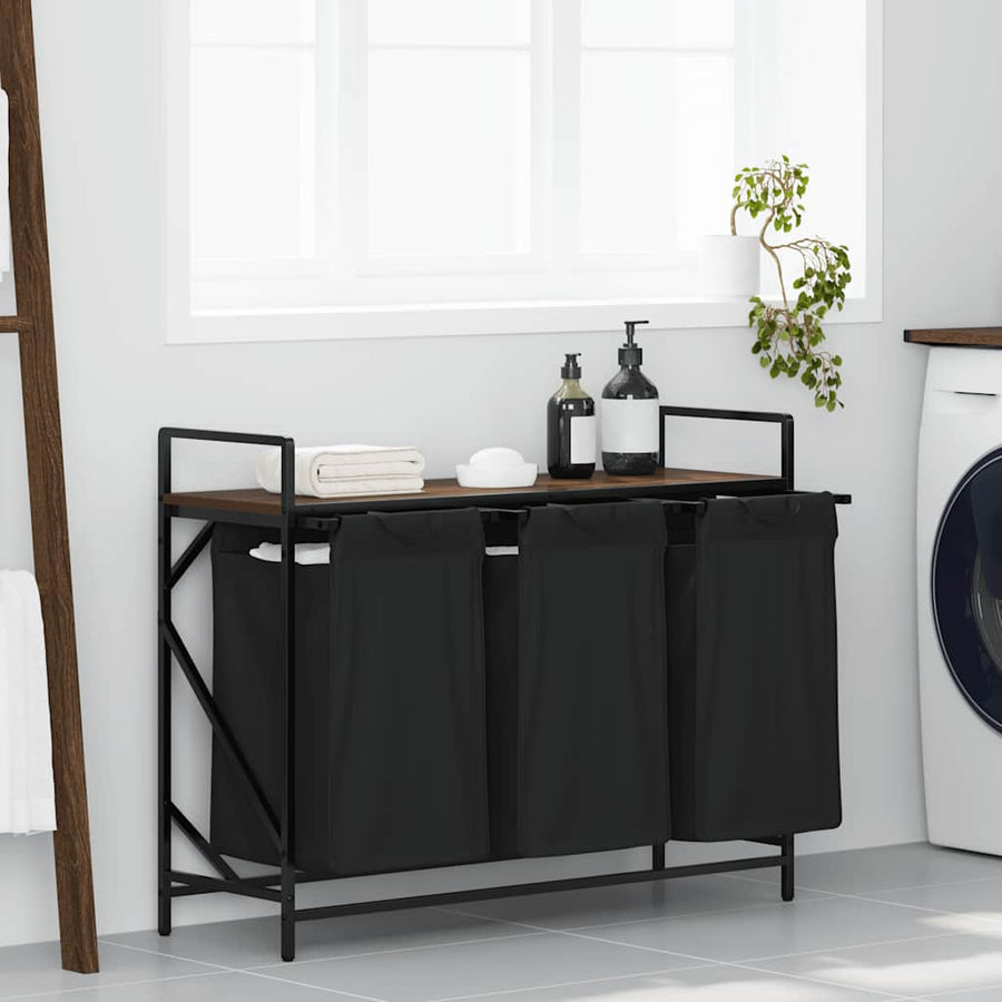 Wasmand 3 vakken met plank bruin eikenkleurig