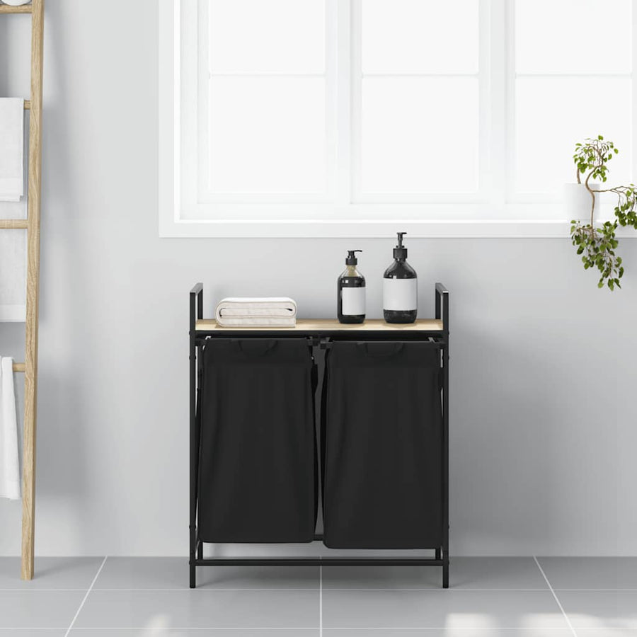 Wasmand 2 vakken met plank sonoma eikenkleurig