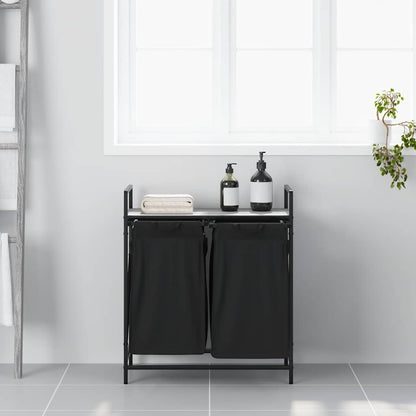 Wasmand 2 vakken met plank grijs sonoma eiken