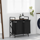 Wasmand 2 vakken met plank bruin eiken
