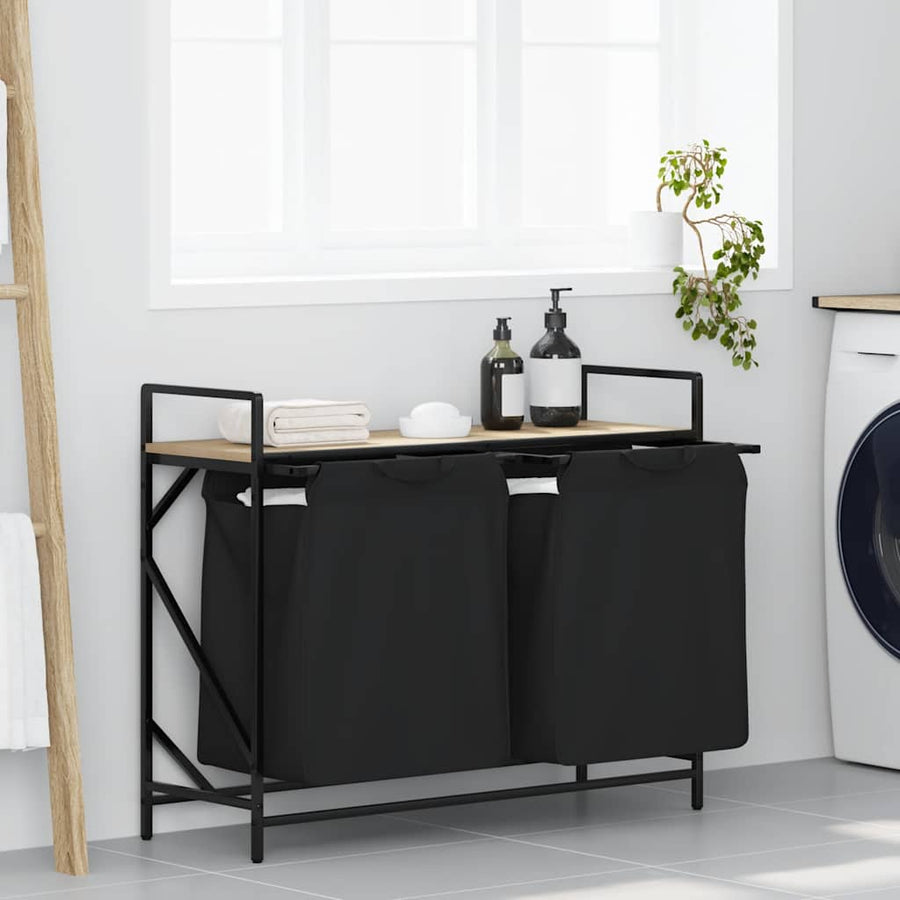 Wasmand 2 vakken met plank sonoma eikenkleurig