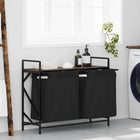 Wasmand 2 vakken gerookt eiken met plank