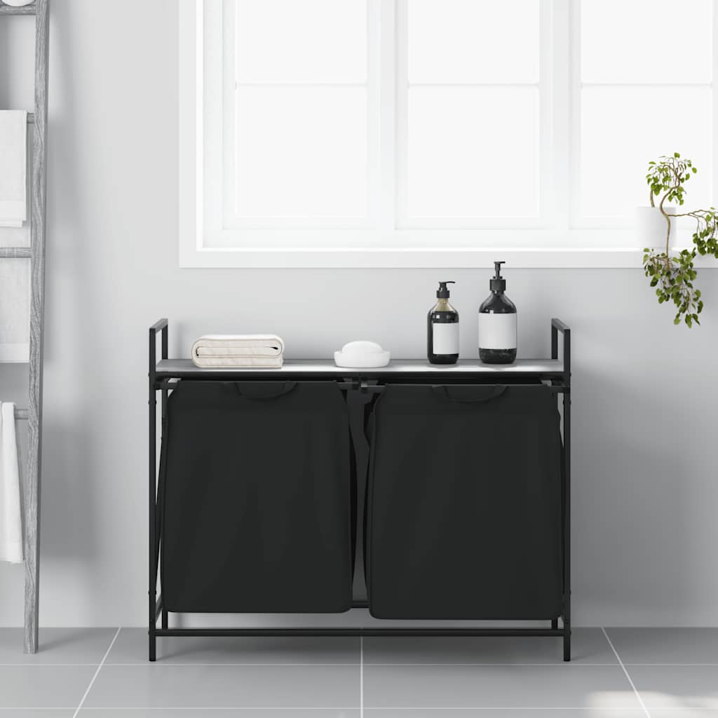 Wasmand 2 vakken met plank grijs sonoma eiken
