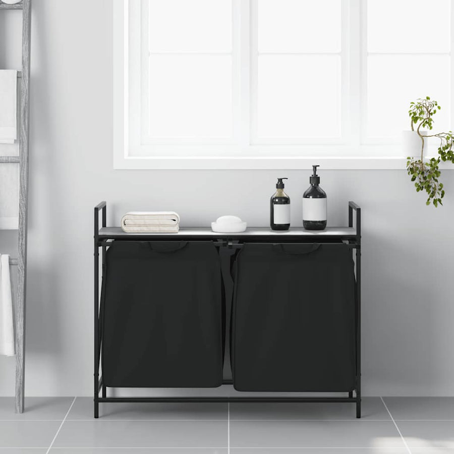 Wasmand 2 vakken met plank grijs sonoma eiken