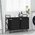 Laundry basket 2 compartments with shelf grey Sonoma oak