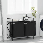 Wasmand 2 vakken grijs sonoma eiken met plank