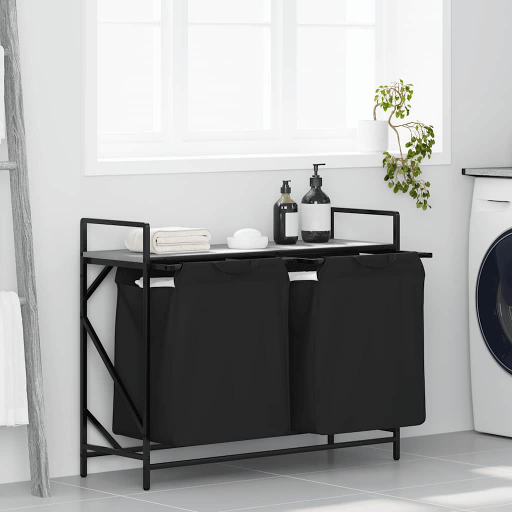 Wasmand 2 vakken met plank grijs sonoma eiken