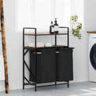 Laundry basket 2 compartments with shelves smoked oak color