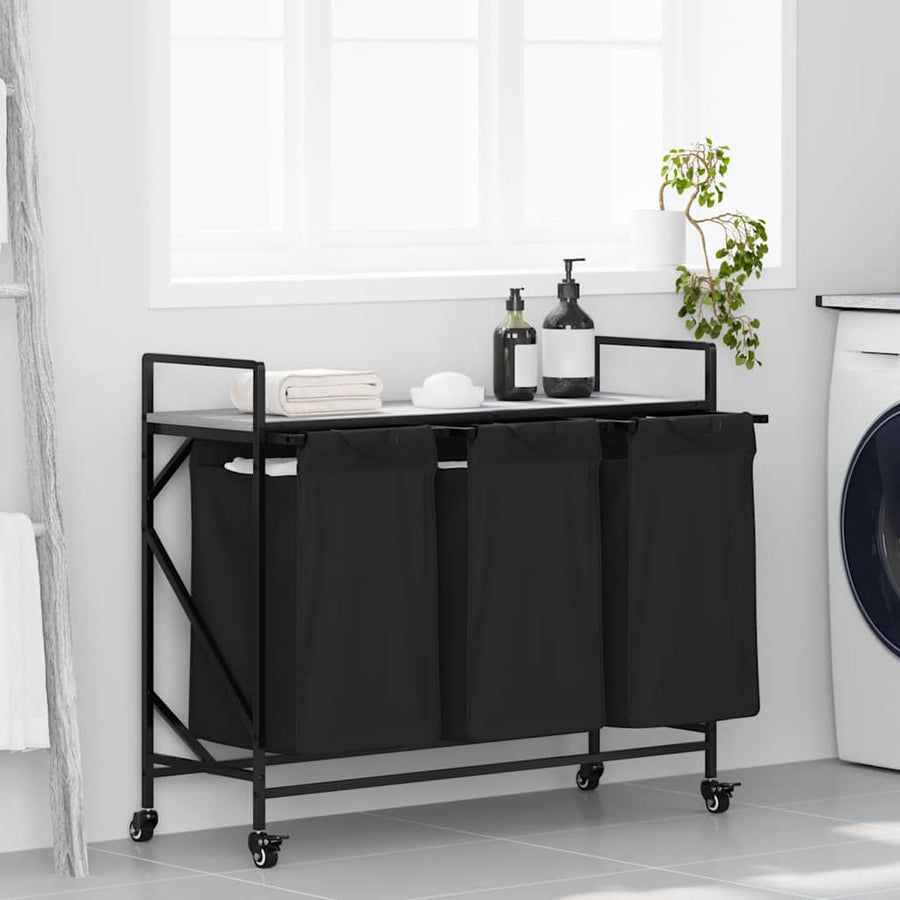 Wasmand 3 vakken met planken grijs sonoma eiken