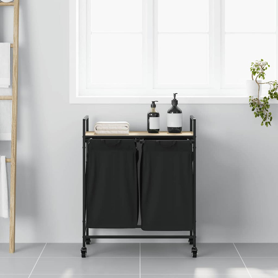 Wasmand 2 vakken met planken sonoma eikenkleurig