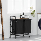 Laundry basket 2 compartments with shelves smoked oak color