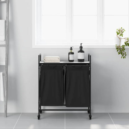 Wasmand 2 vakken met planken grijs sonoma eiken