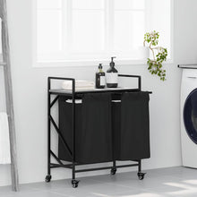 Wasmand 2 vakken met planken grijs sonoma eiken