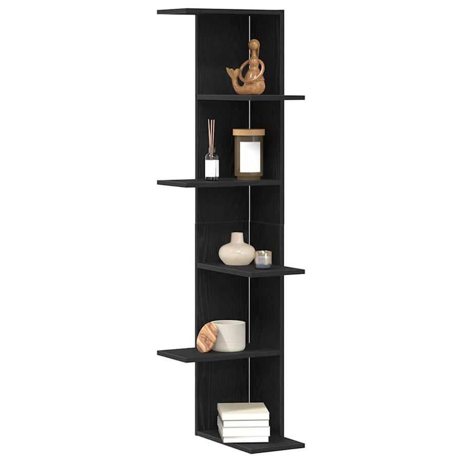 Wandhoekplank met plank Zwart Eiken 36.5 x 36.5 x 140 cm