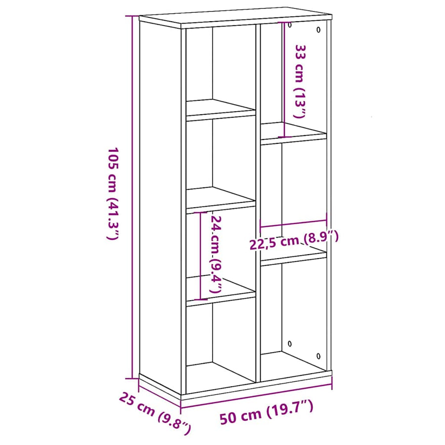Boekenkast Zwart Eiken 50 x 25 x 102 cm