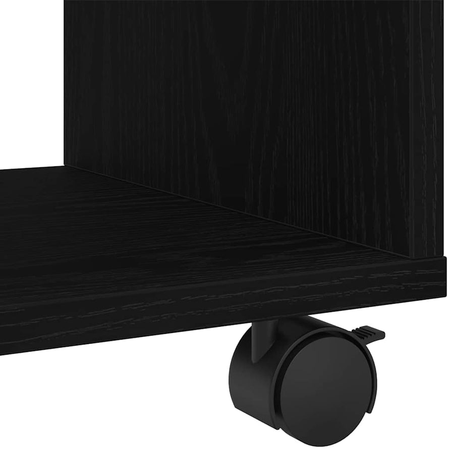 Bijzettafel Met Wielen 72X33X42,5 Cm Bewerkt Hout Zwart eiken 72 cm