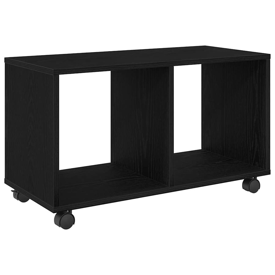 Bijzettafel Met Wielen 72X33X42,5 Cm Bewerkt Hout Zwart eiken 72 cm