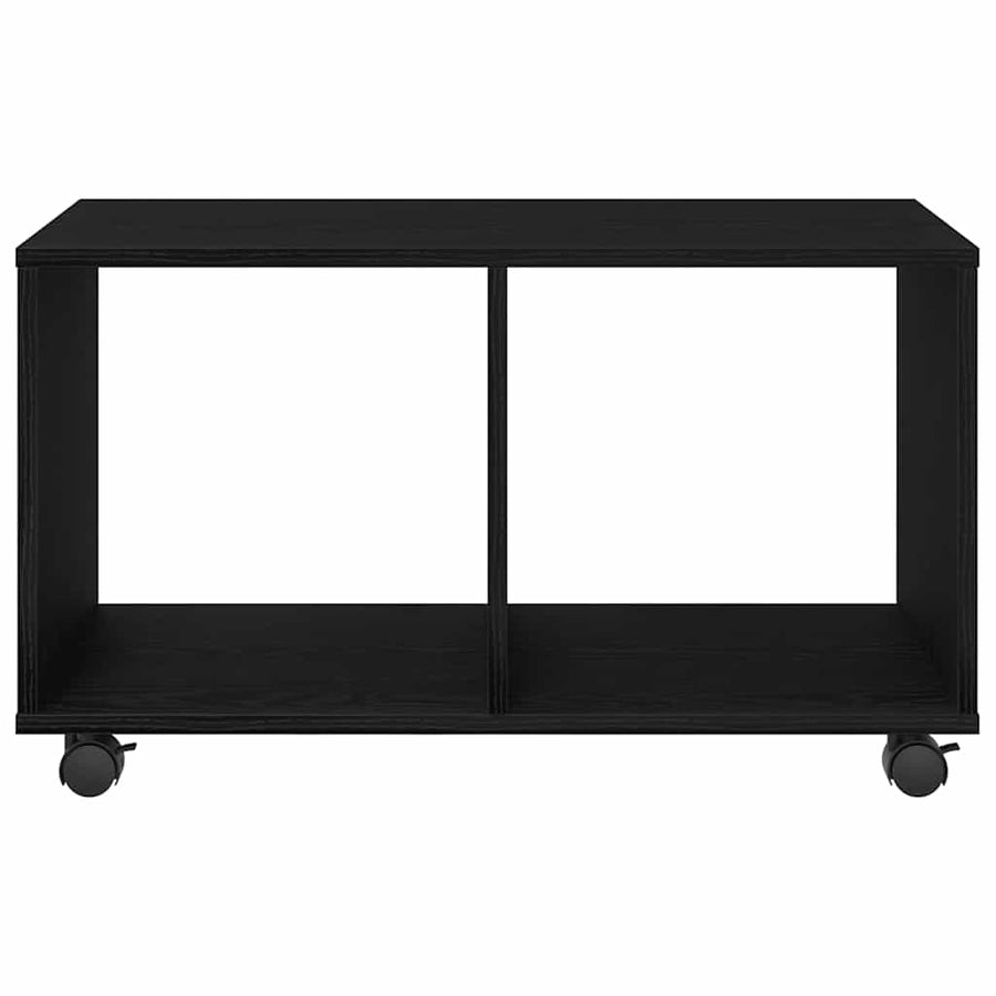 Bijzettafel Met Wielen 72X33X42,5 Cm Bewerkt Hout Zwart eiken 72 cm