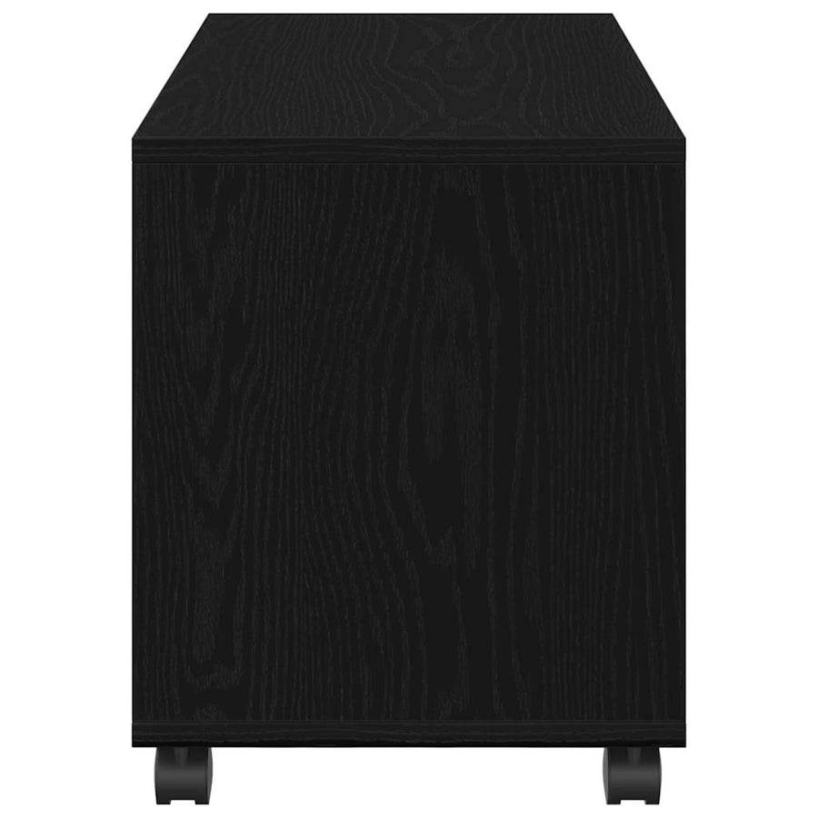 Bijzettafel Met Wielen 72X33X42,5 Cm Bewerkt Hout Zwart eiken 72 cm