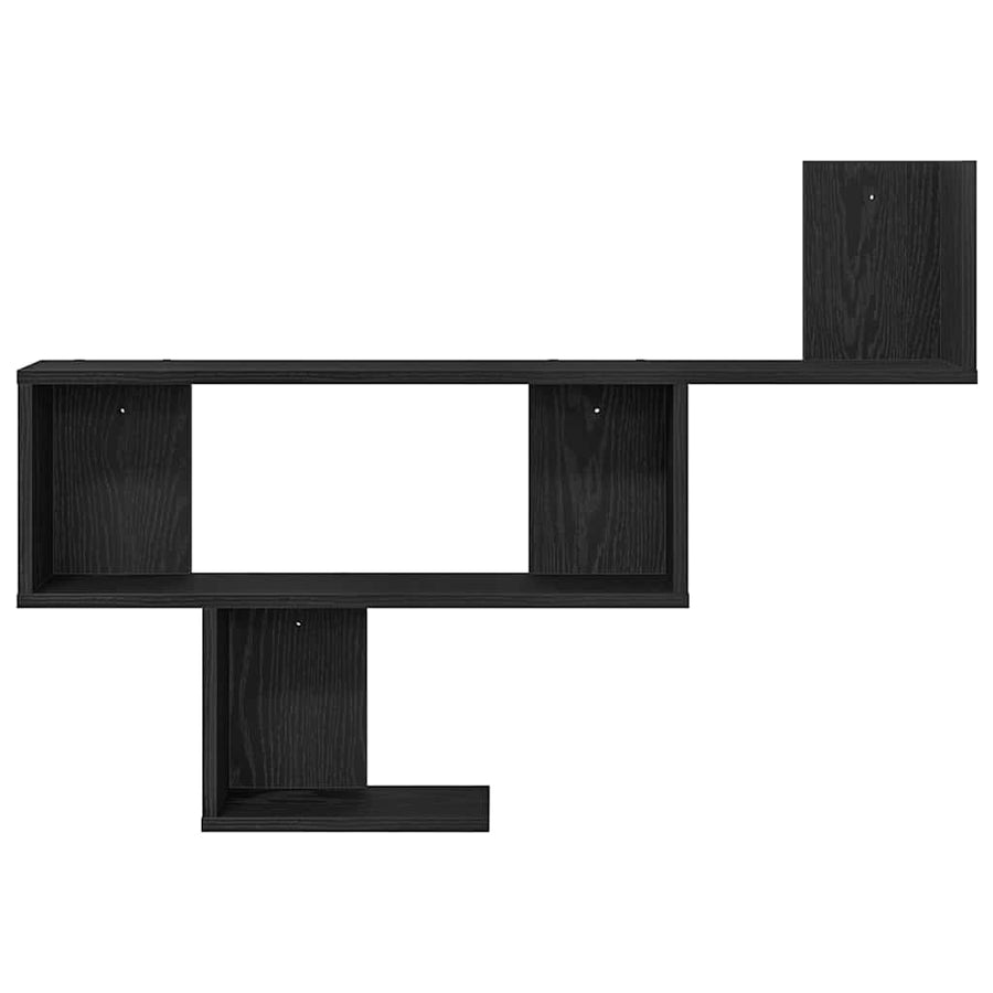 Wandplank Zwart Eiken 100x15x70 cm Bewerkt Hout