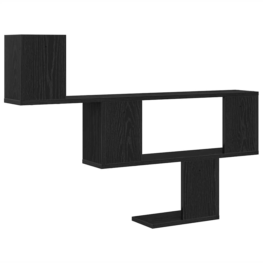 Wandplank Zwart Eiken 100x15x70 cm Bewerkt Hout