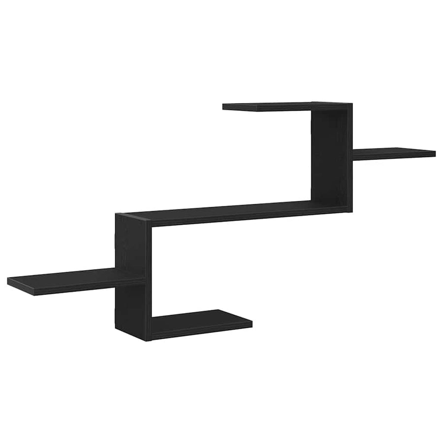 Wandplank Zwart Eiken 104x15x49 cm Bewerkt Hout