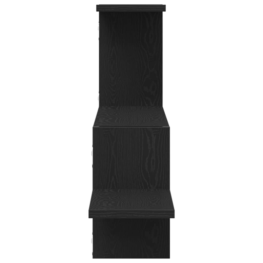 Wandplank Zwart Eiken 104x15x49 cm Bewerkt Hout