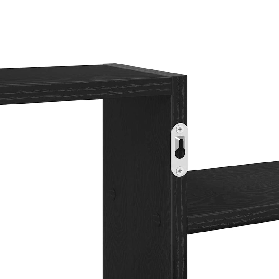 Wandplank Zwart Eiken 104x15x49 cm Bewerkt Hout