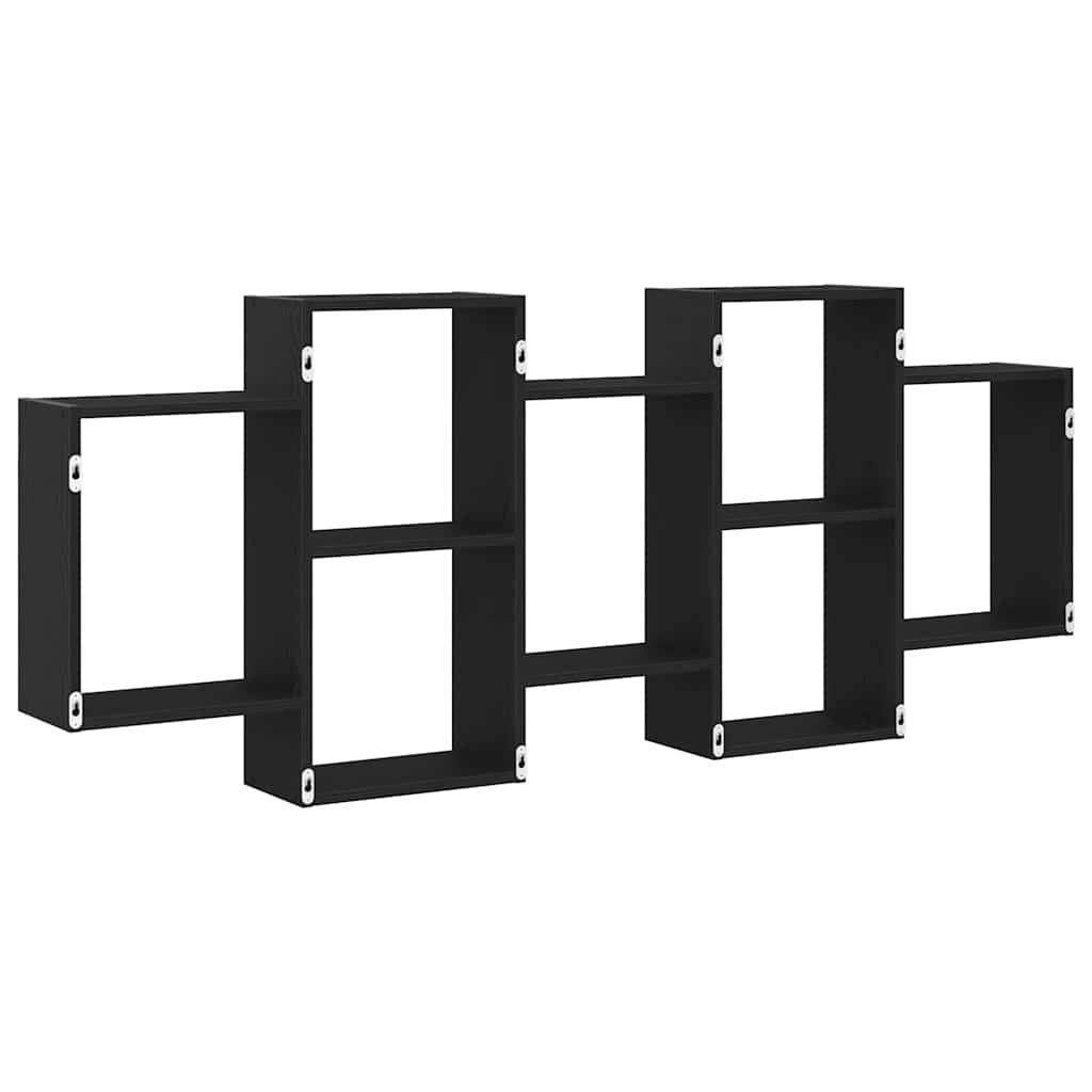Wandplank Zwart Eiken 159x18x65 cm Bewerkt Hout