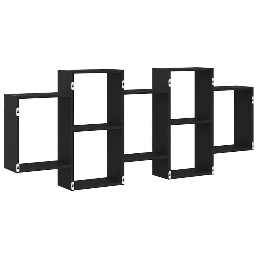 Wandplank Zwart Eiken 159x18x65 cm Bewerkt Hout