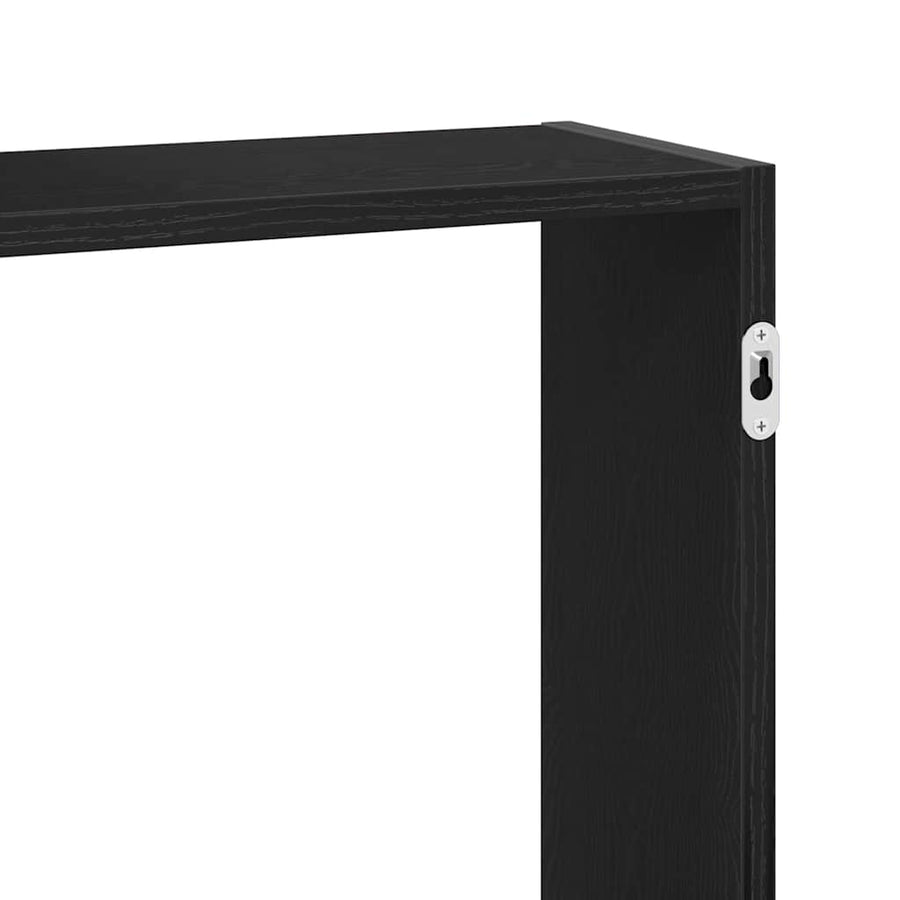 Wandplank Zwart Eiken 159x18x65 cm Bewerkt Hout