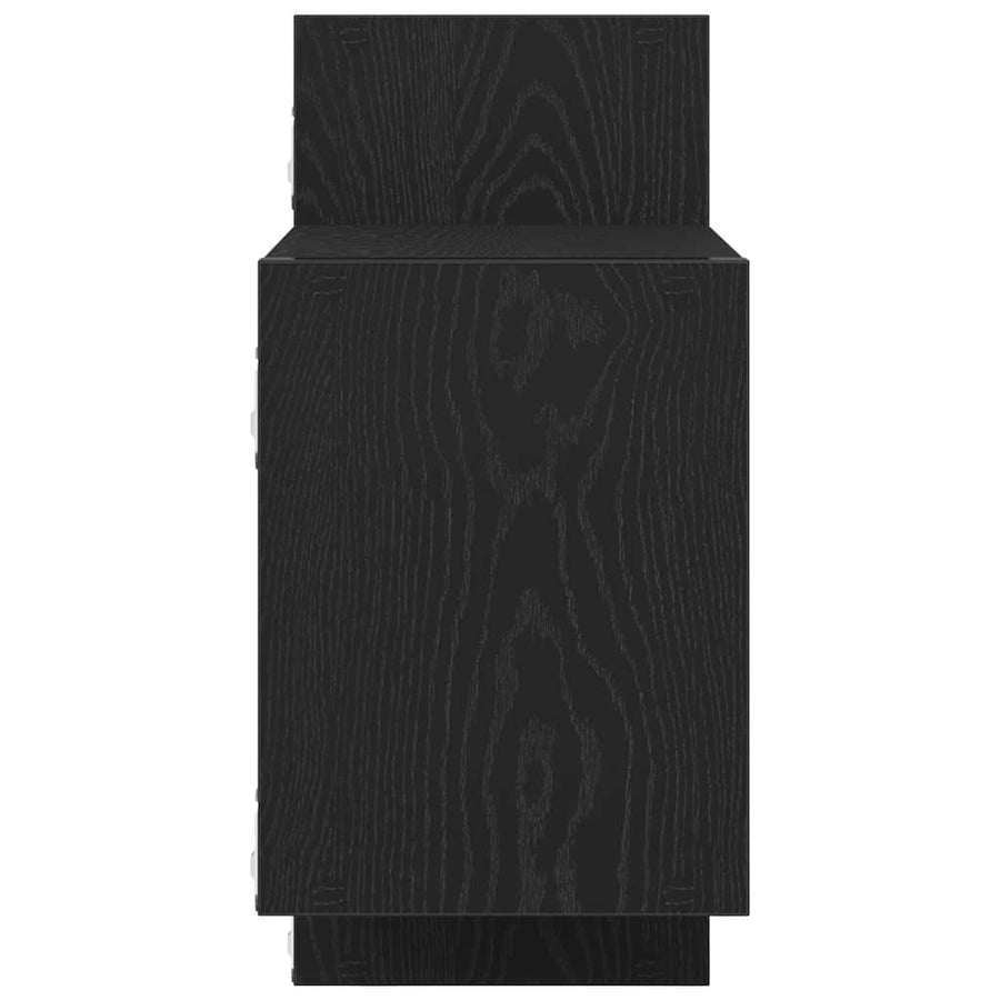 Wandplank Zwart Eiken 129x18x42 cm Bewerkt Hout