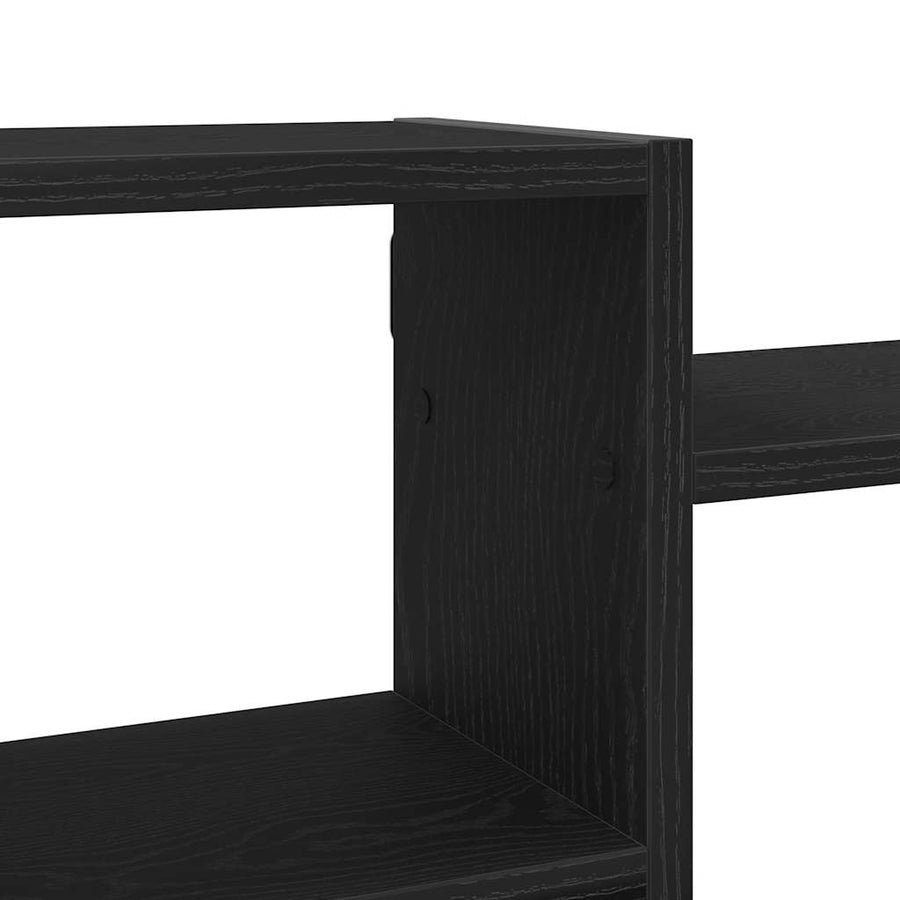 Wandplank Zwart Eiken 129x18x42 cm Bewerkt Hout