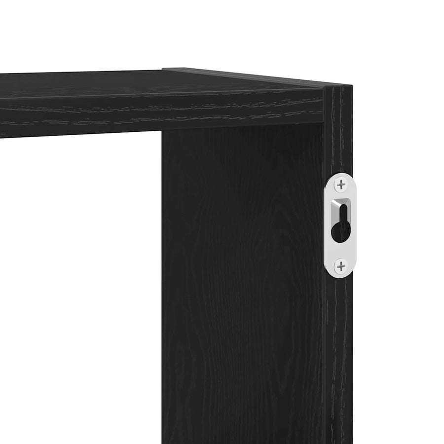 Wandplank Zwart Eiken 129x18x42 cm Bewerkt Hout