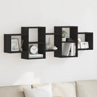 Wall Shelf Black Oak 129x18x42 cm Engineered Wood