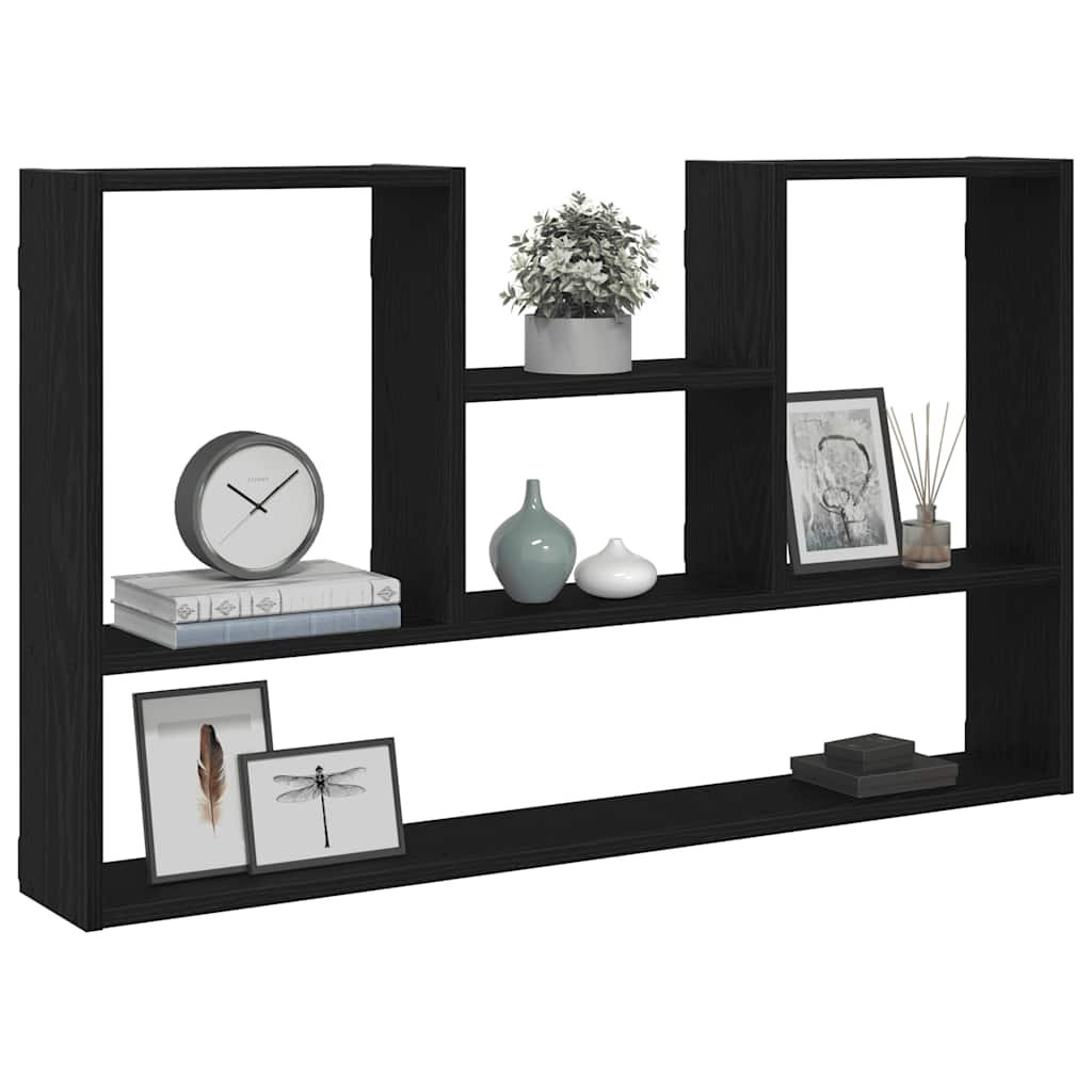 Wandplank Zwart Eiken 99x15x60 cm Bewerkt Hout