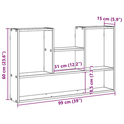 Wandplank Zwart Eiken 99x15x60 cm Bewerkt Hout