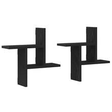 Wandplanken 2 stuks Zwart Eiken 38x12x38 cm Bewerkt Hout