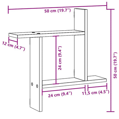 Wandplanken 2 stuks Zwarte Eiken 50x12x50 cm Bewerkt Hout