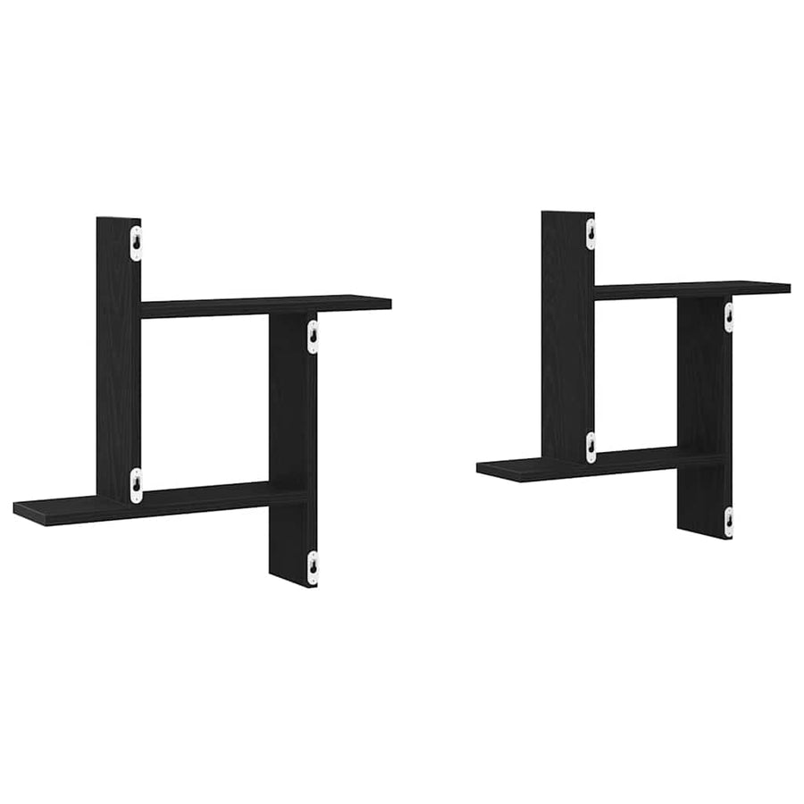 Wandplanken 2 stuks Zwarte Eiken 50x12x50 cm Bewerkt Hout