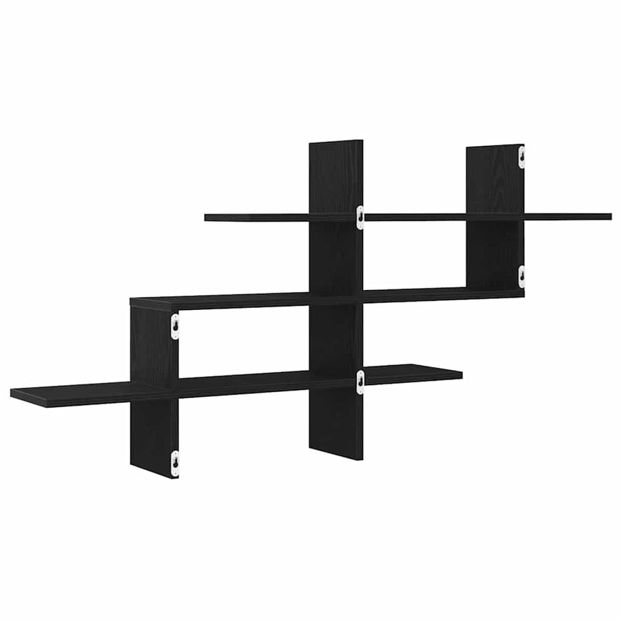 Wandplank Zwart Eiken 124,5x18x60,5 cm Bewerkt Hout