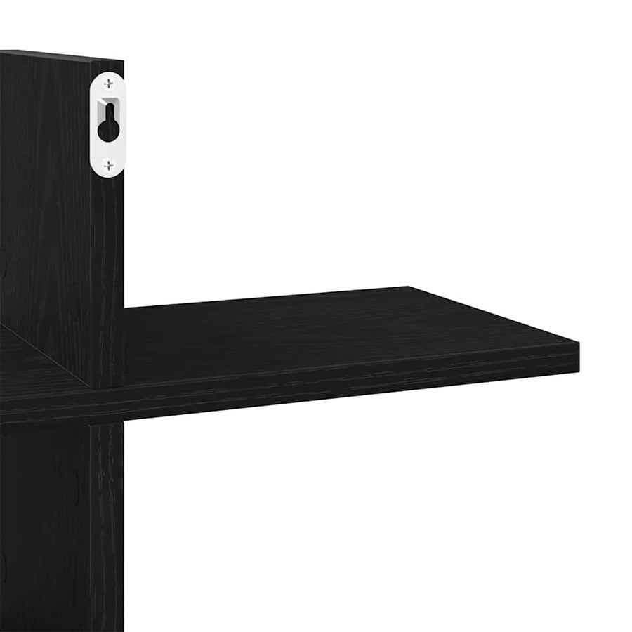 Wandplank Zwart Eiken 124,5x18x60,5 cm Bewerkt Hout