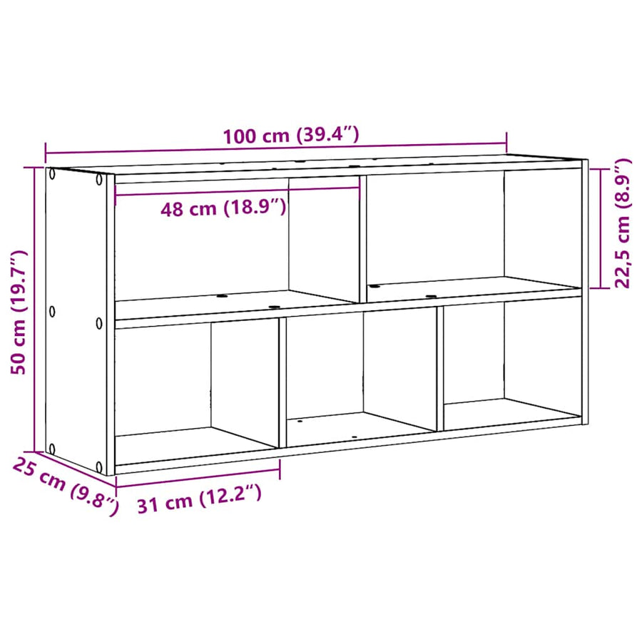 Wandplank Zwart Eiken 100x25x50 cm Bewerkt Hout