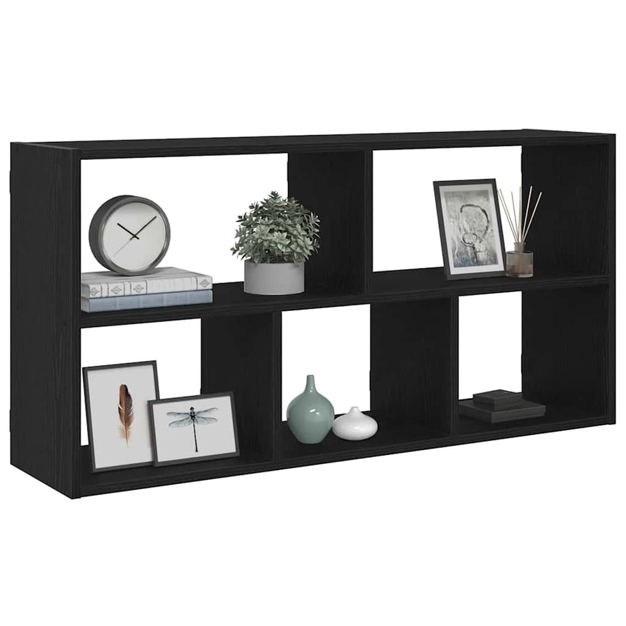 Wandplank Zwart Eiken 100x25x50 cm Bewerkt Hout