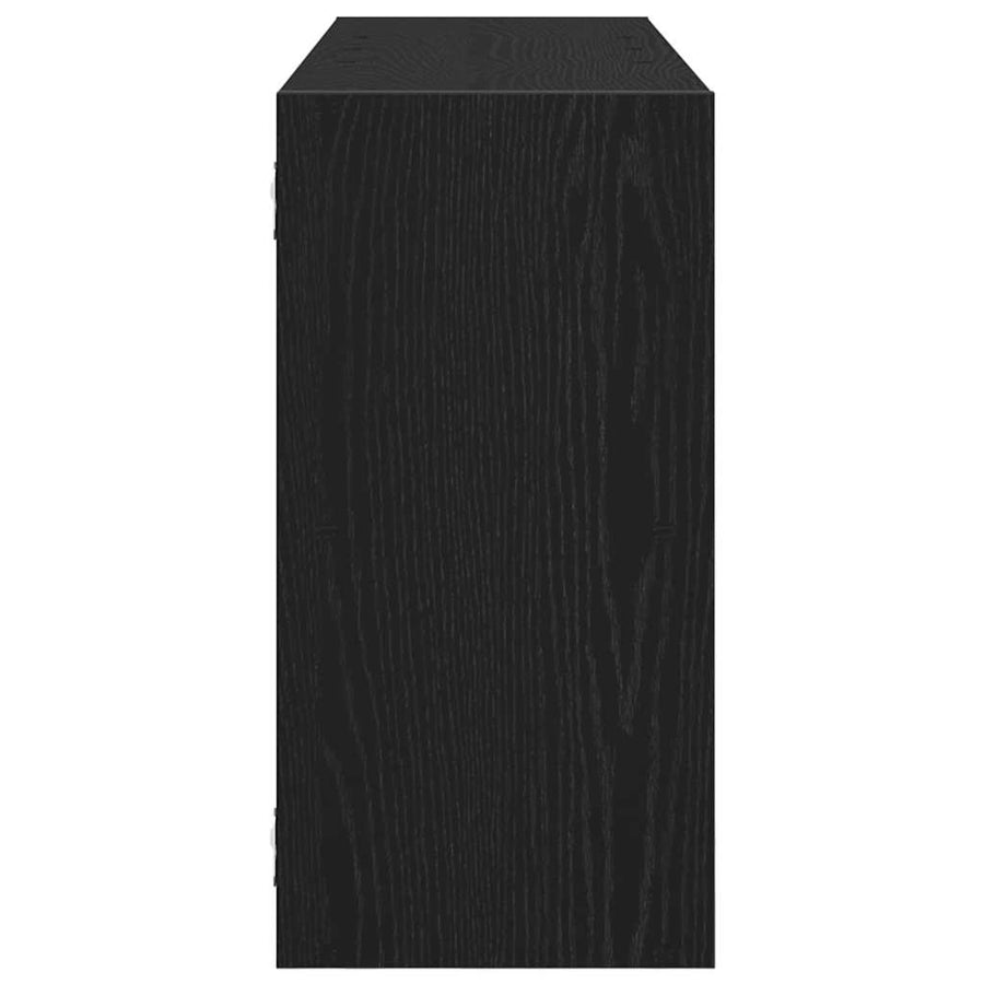 Wandplank Zwart Eiken 100x25x50 cm Bewerkt Hout